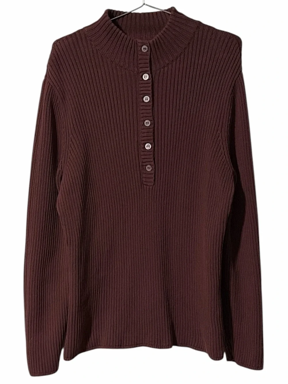 Woolrich Heritage Ribbed Henley Sweater - Button & Zip Mock Neck - Hazelberry - Picture 2 of 7